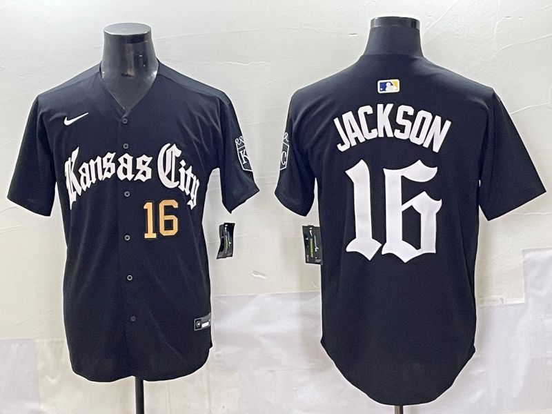 Men 2025 Kansas City Royals #16 Jackson Black Five generations Joint Name Nike MLB Jersey style 3->kansas city royals->MLB Jersey